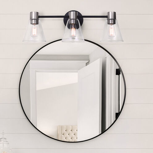 Davina 3 Light 23.5 inch Black/Brushed Nickel Vanity Light Wall Light