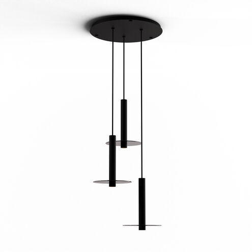 Combi LED 18 inch Matte Black Pendant Ceiling Light in Dark Grey Glass, Suspension / Flush Mount 2-in-1