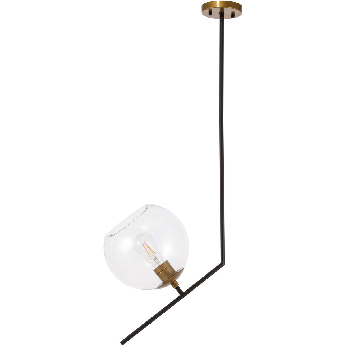 Monroe 1 Light 10 inch Black and Brass Pendant Ceiling Light