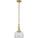 Franklin Restoration Bell 1 Light 8 inch Satin Gold Mini Pendant Ceiling Light in Incandescent, Clear, Franklin Restoration