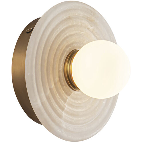 Dahlia LED 6 inch Vintage Brass Bath Vanity Light Wall Light in Vintage Brass and Alabaster