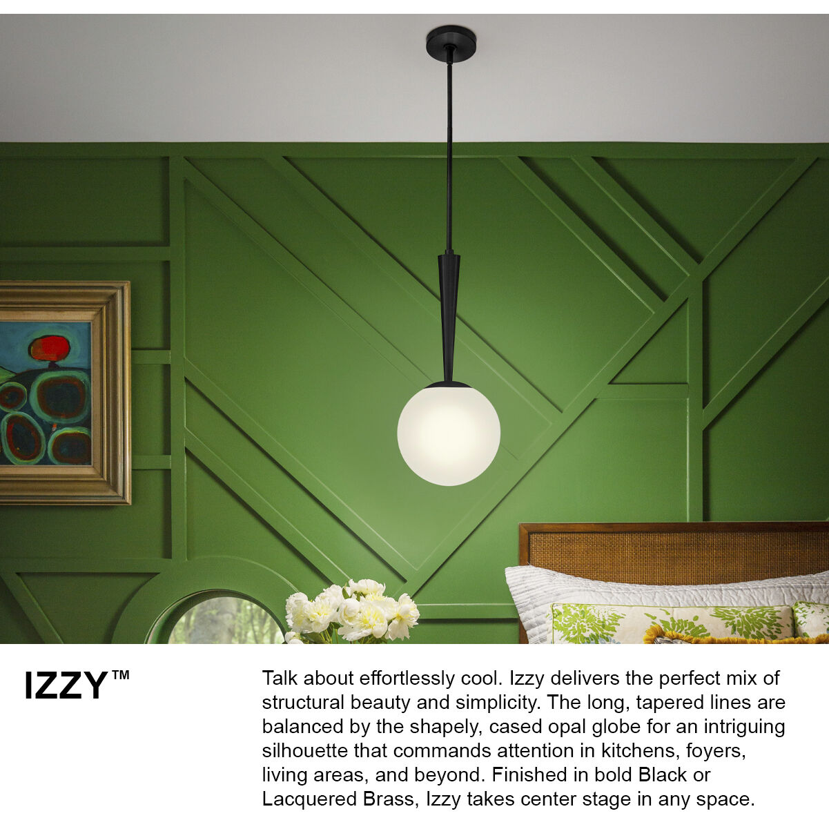 Izzy LED 9.75 inch Lacquered Brass Pendant Ceiling Light