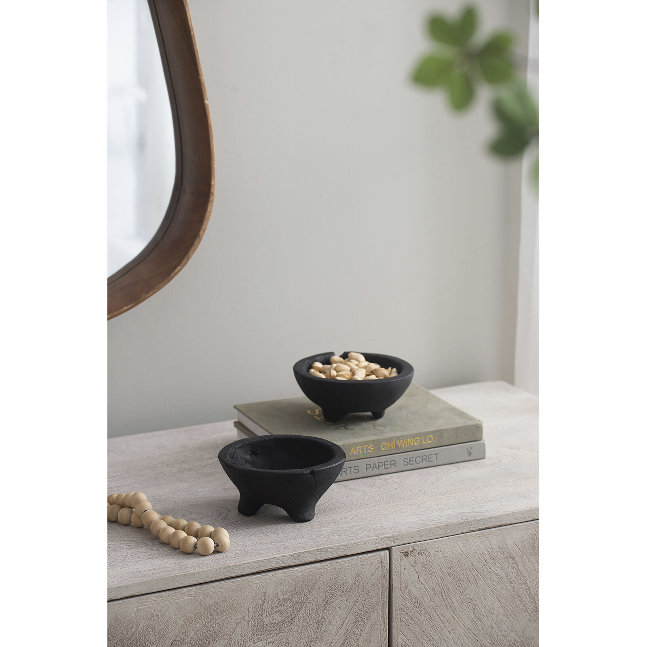 Teak 6 X 3 inch Bowls, With Legs, Set of 2