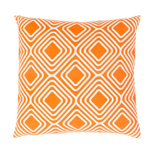 Miranda 18 X 18 inch Bright Orange and White Throw Pillow