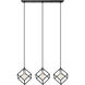 Vertical 3 Light 34 inch Matte Black and Brushed Nickel Linear Chandelier Ceiling Light