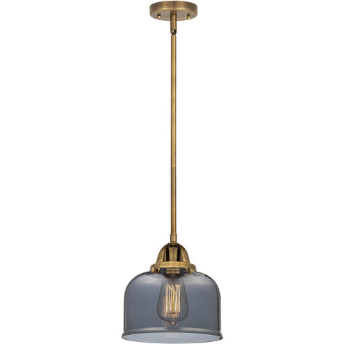 Nouveau 2 Bell LED 8 inch Brushed Brass Mini Pendant Ceiling Light in Plated Smoke