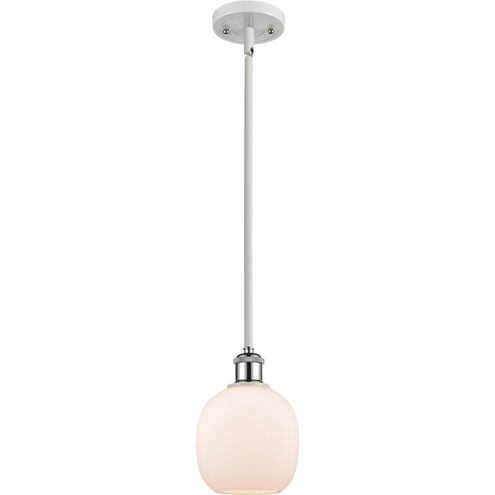 Ballston Belfast LED 6 inch White and Polished Chrome Pendant Ceiling Light in Matte White Glass, Ballston