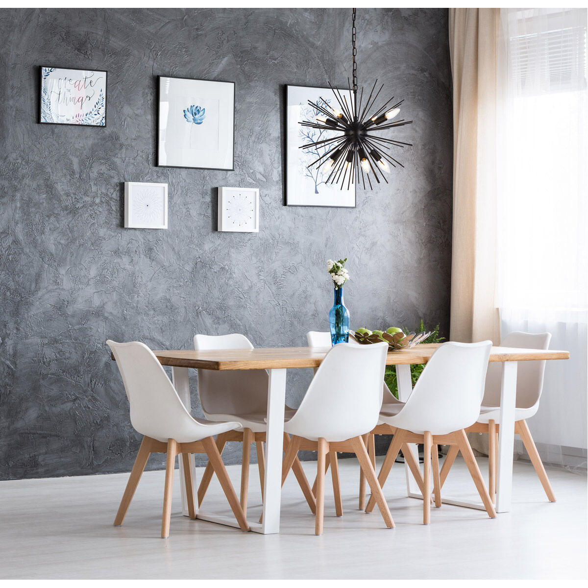 Timber 8 Light 20 inch Black Pendant Ceiling Light