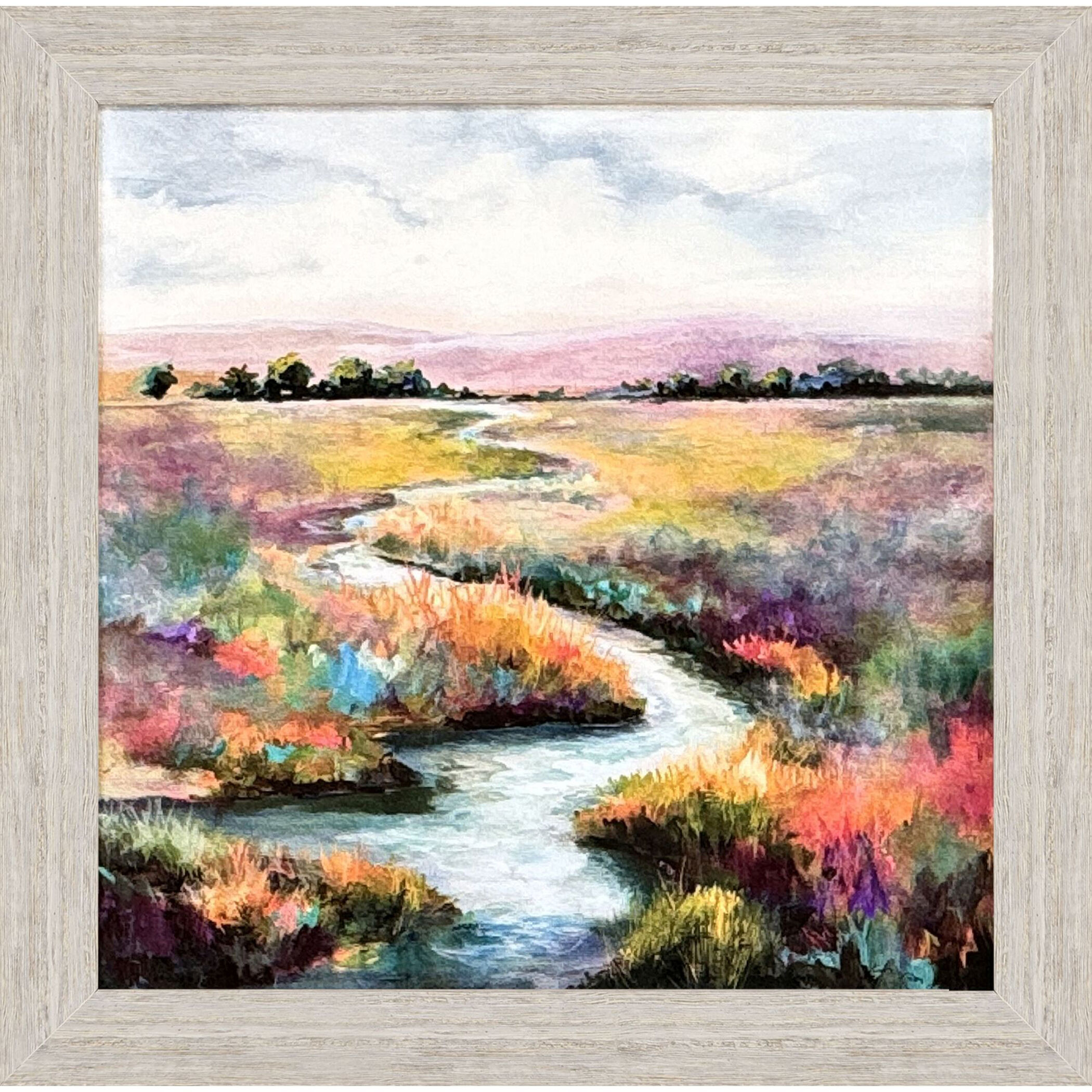 Meandering Stream 28 X 28 inch Non-Glass Framed Art, Propac