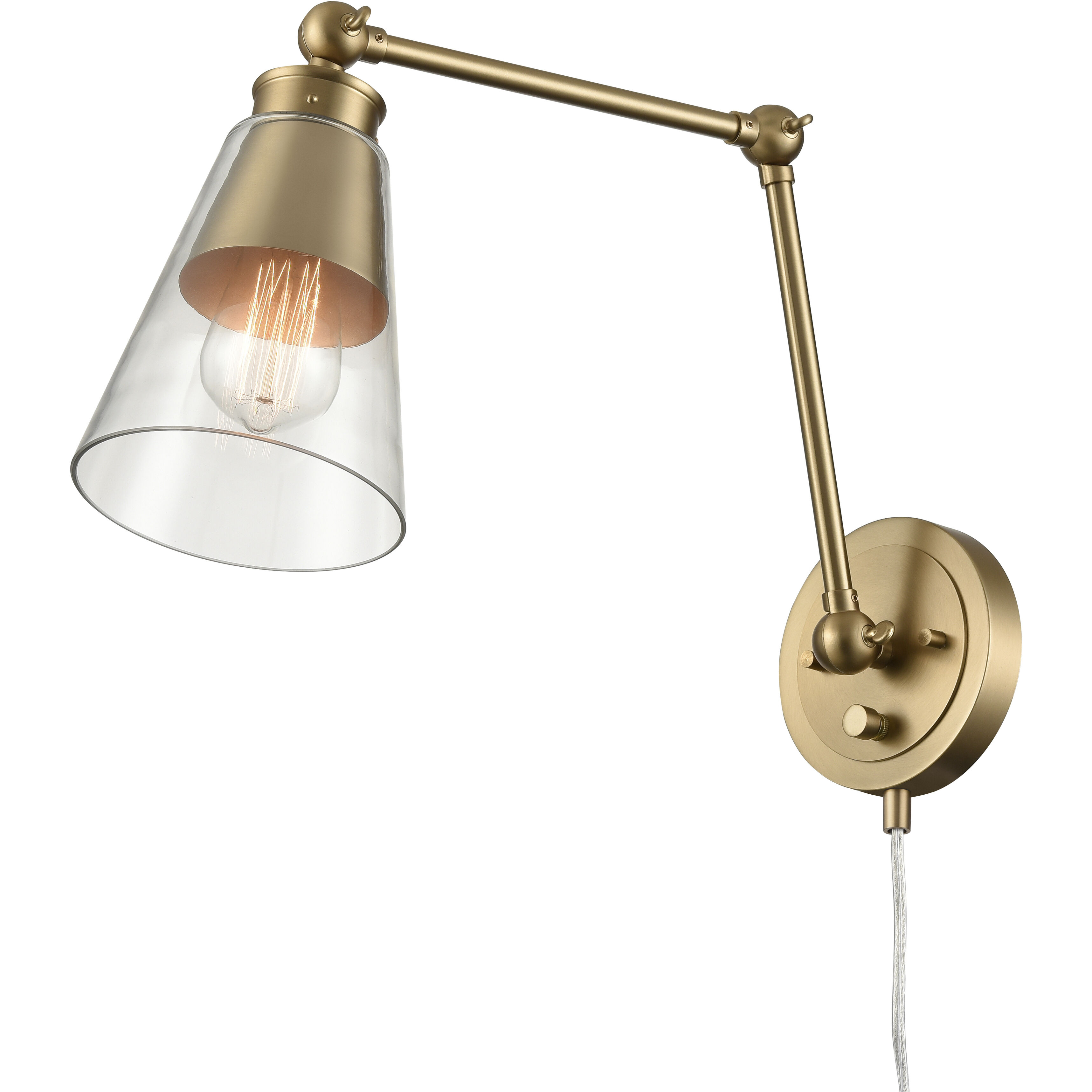 Albany 16.25 inch 60 watt Brushed Gold Hinged Swingarm Sconce Wall Light