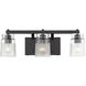 Travers 3 Light 23 inch Matte Black Bath Vanity Wall Light