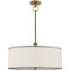 Thomas O'Brien Reed 2 Light 22 inch Hand-Rubbed Antique Brass Hanging Shade Ceiling Light in Linen with Black Trim