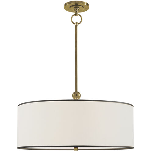 Thomas O'Brien Reed 2 Light 22 inch Hand-Rubbed Antique Brass Hanging Shade Ceiling Light in Linen with Black Trim