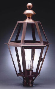 Boston 1 Light 27 inch Antique Brass Post Lantern in Clear Seedy Glass, Chimney, Medium