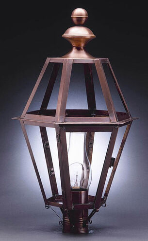 Boston 3 Light 27 inch Dark Brass Post Lamp in Seedy Marine Glass, Three 60W Candelabra