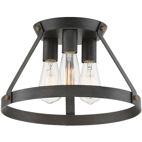 Wicker Park 3 Light 15 inch Weathered Pewter Semi-Flush Ceiling Light