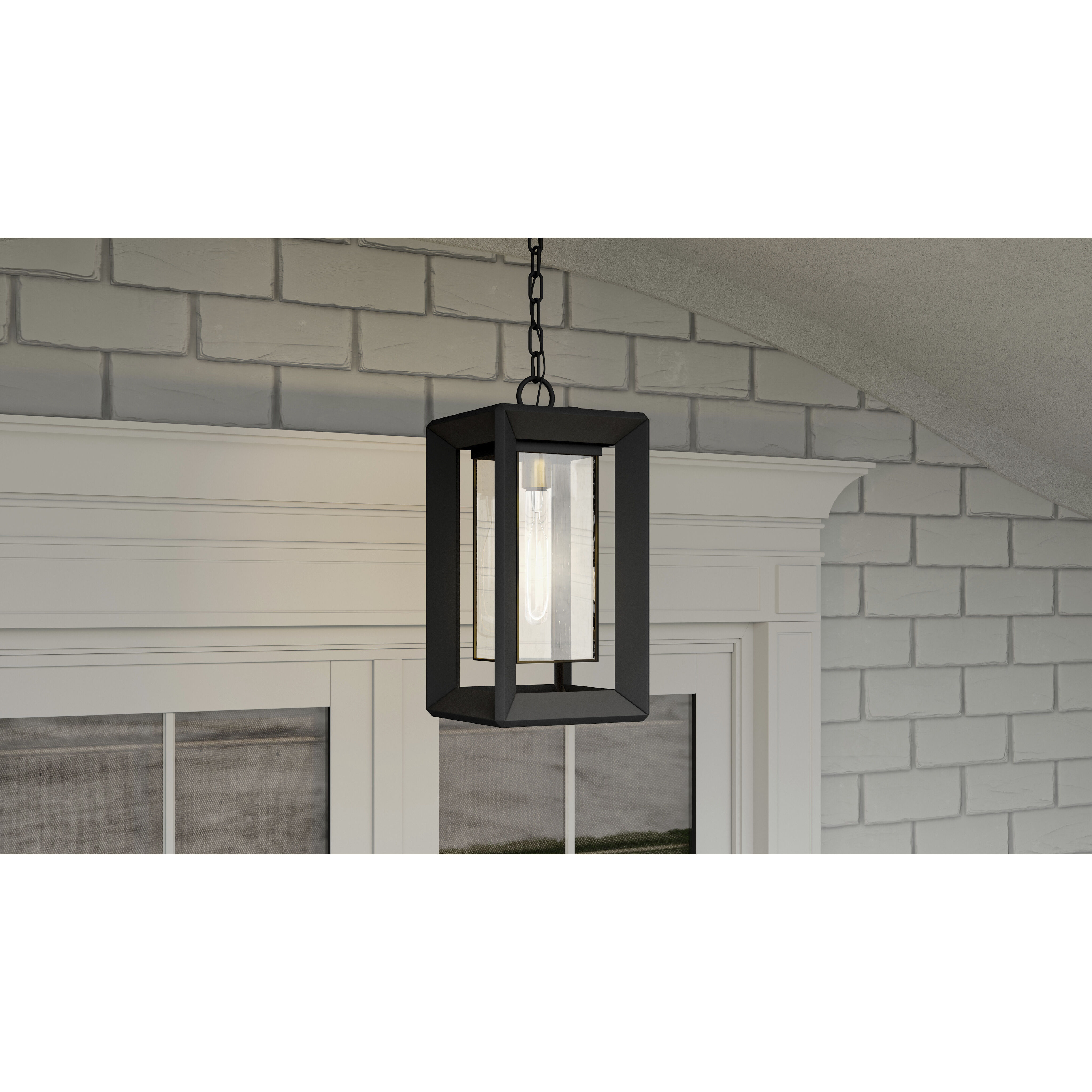 Infinger 1 Light 9 inch Earth Black Outdoor Hanging Lantern, Large