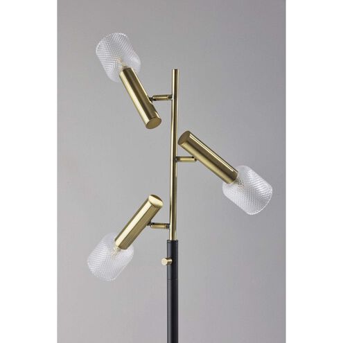Melvin 63 inch 3.00 watt Black and Antique Brass Floor Lamp Portable Light