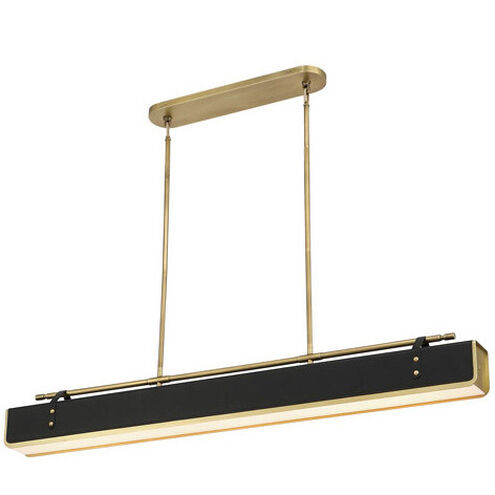 Valise LED 5 inch Vintage Brass and Tuxedo Leather Pendant Ceiling Light