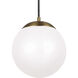 Leo - Hanging Globe LED 10 inch Satin Brass Pendant Ceiling Light
