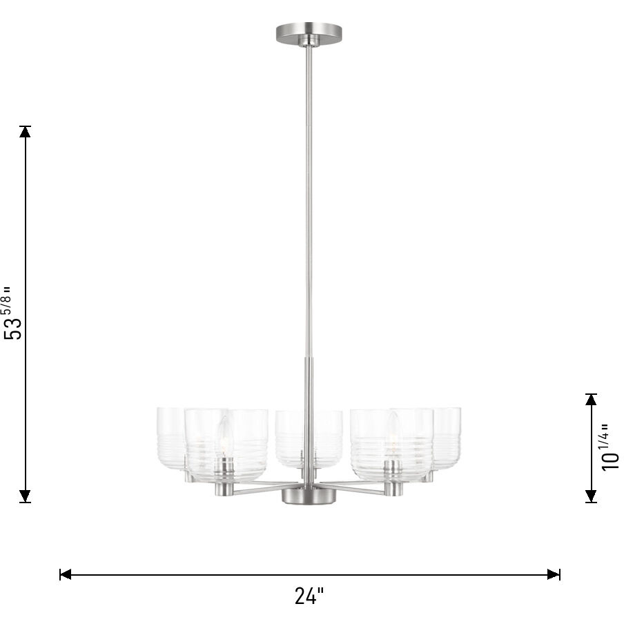 Drew & Jonathan Lochdale 5 Light 24 inch Brushed Nickel Chandelier Ceiling Light, Medium