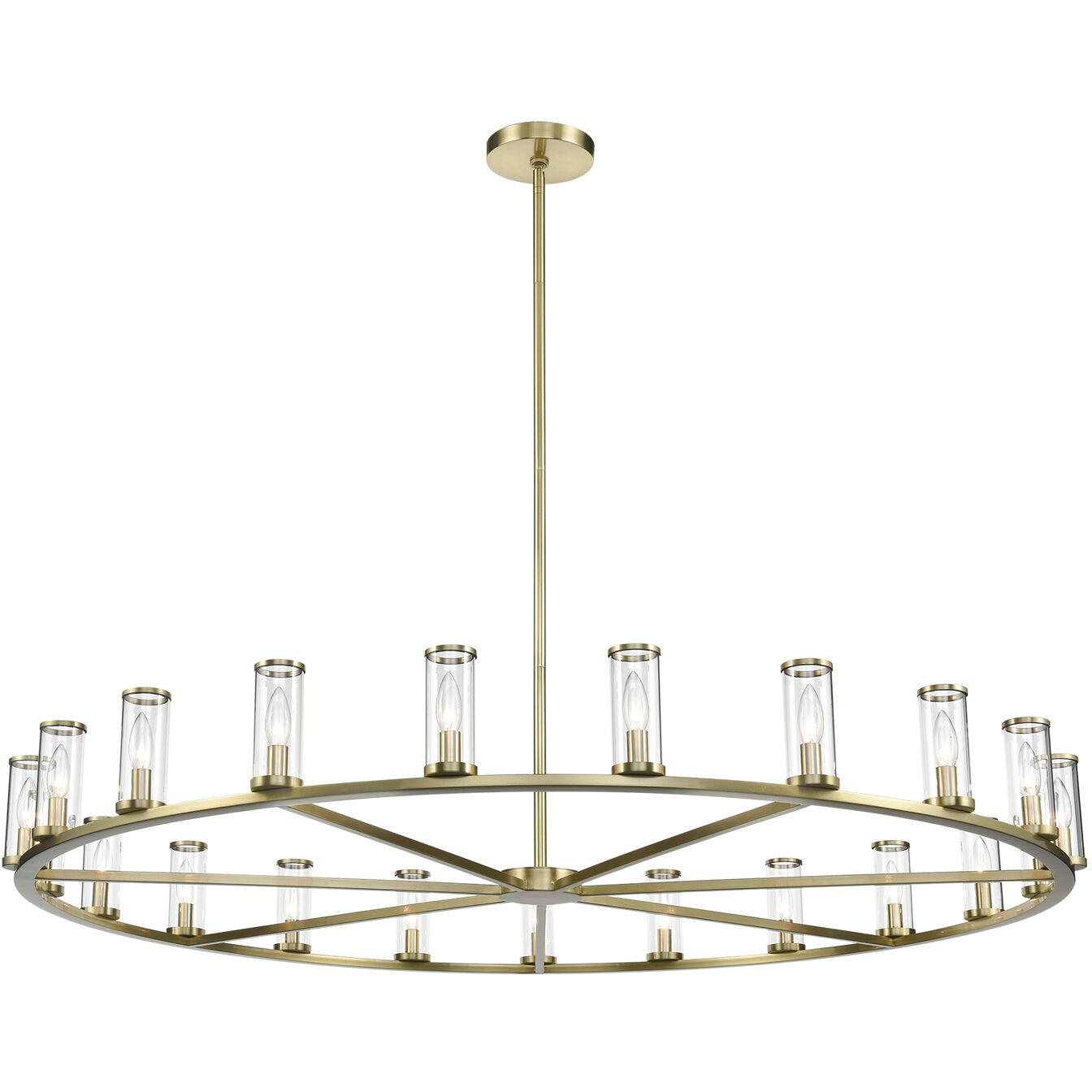 Revolve 21 Light 60.38 inch Clear Glass/Natural Brass Chandelier Ceiling Light