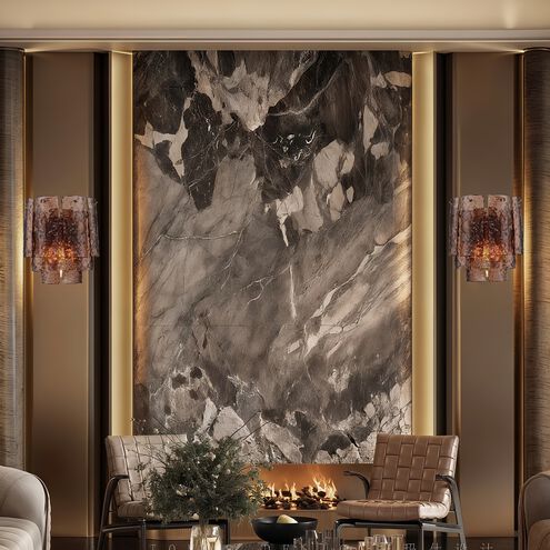 Fire and Ice Sconce Wall Light in Dark Amber Glass