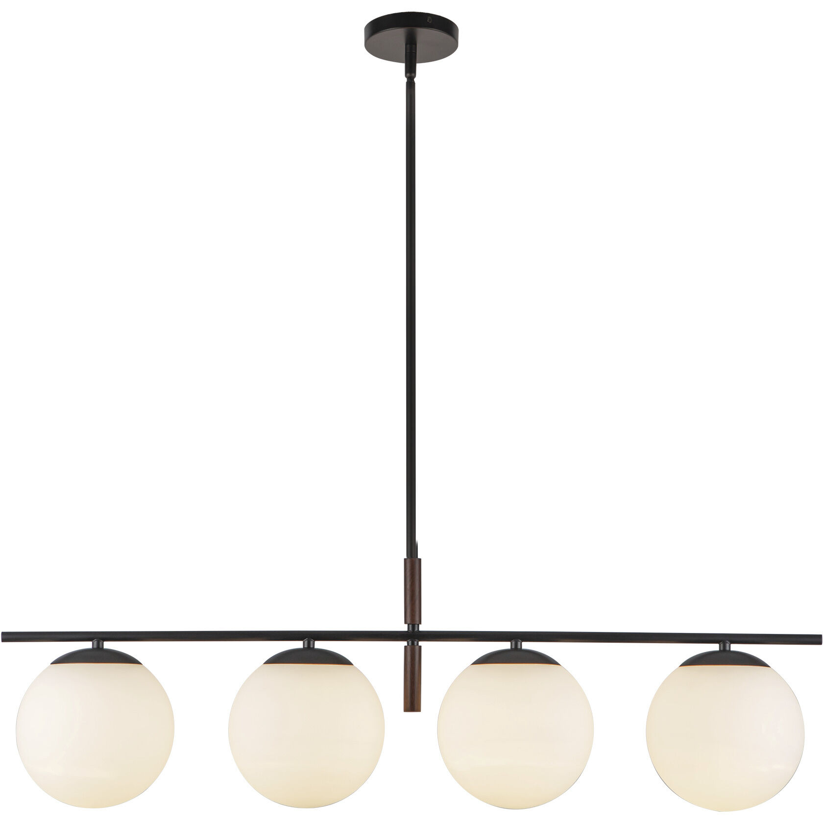 Alora Mood Zuri 4 Light 37 inch Matte Black/Opal Glass Linear Pendant Ceiling Light