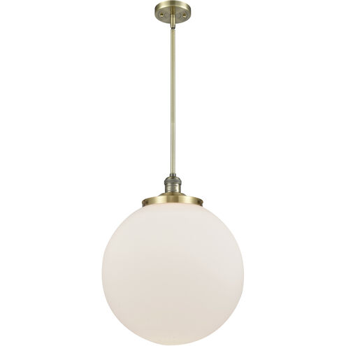 Franklin Restoration Beacon LED 16 inch Antique Brass Pendant Ceiling Light in Matte White