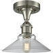 Edison Orwell 1 Light 8.38 inch Brushed Satin Nickel Flush Mount Ceiling Light in Clear Glass