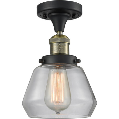 Franklin Restoration Fulton 1 Light 7 inch Black Antique Brass Semi-Flush Mount Ceiling Light in Clear Glass, Franklin Restoration