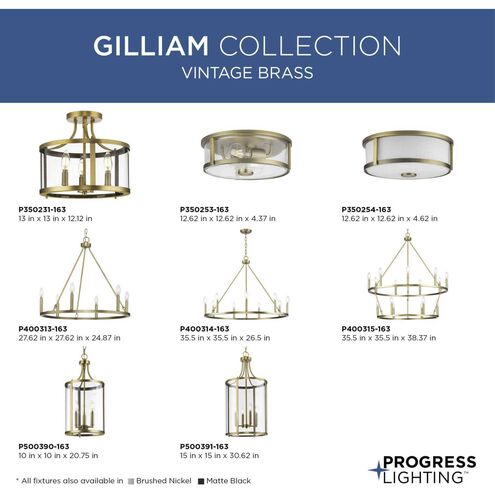 Gilliam 4 Light 15 inch Vintage Brass Foyer Light Ceiling Light