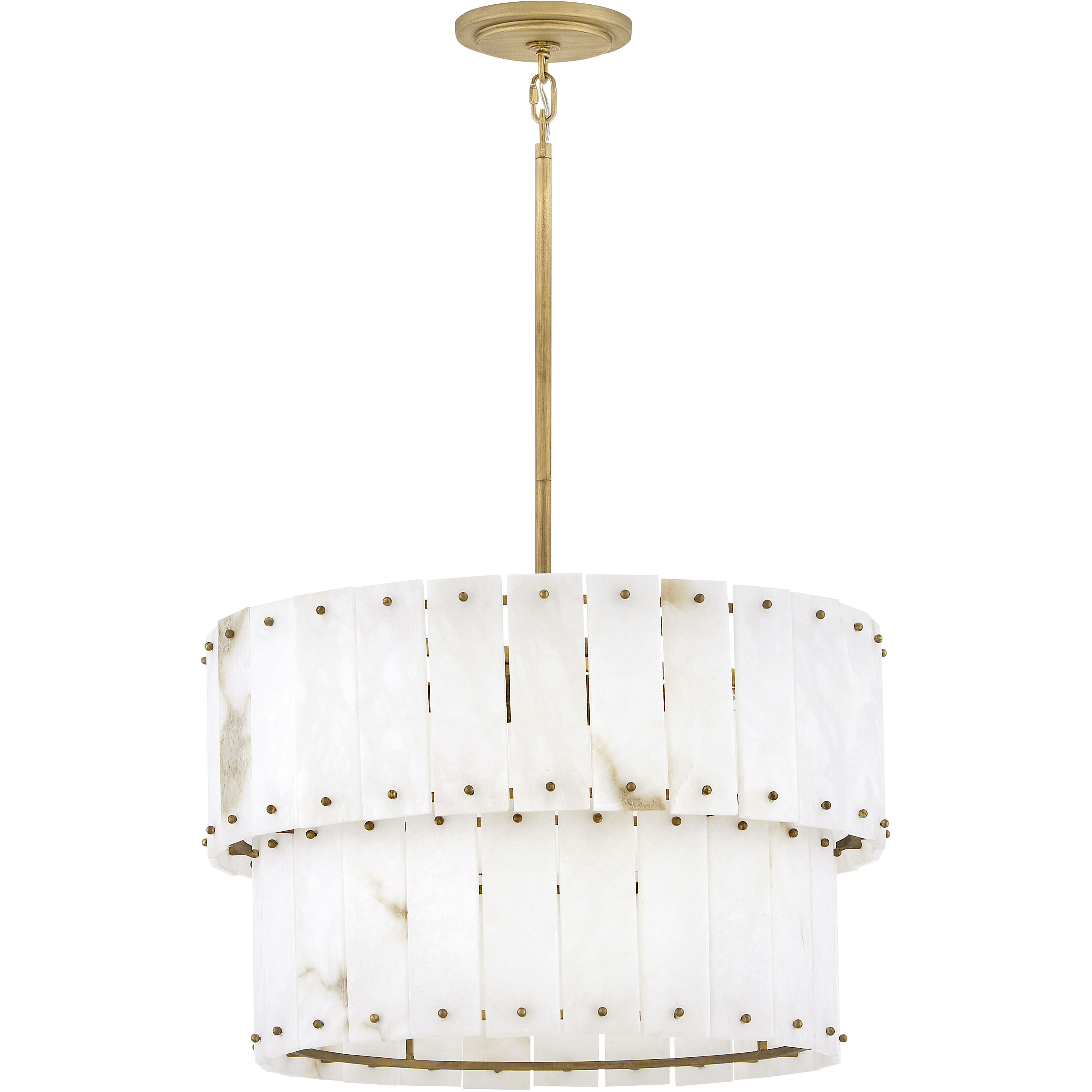 Simone LED 24 inch Burnished Gold Chandelier Ceiling Light in Alabaster, Drum