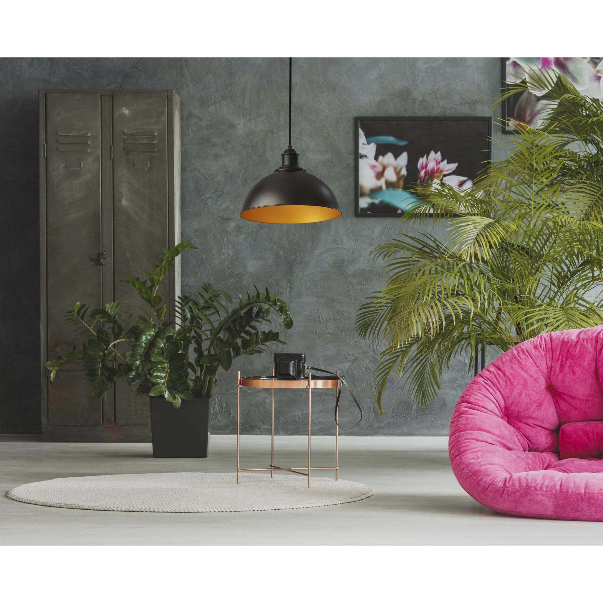 Wallace 16 inch Black / Gold Pendant Ceiling Light