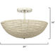Tsunami 3 Light 24 inch Natural Cream Semi Flush Mount Ceiling Light