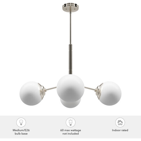 Hepburn 4 Light 30 inch Brushed Nickel Chandelier Ceiling Light, Large