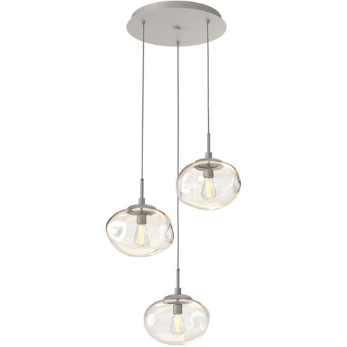 Nova Incandescent 3 Light Beige Silver Chandelier Ceiling Light, Round Multi-Port