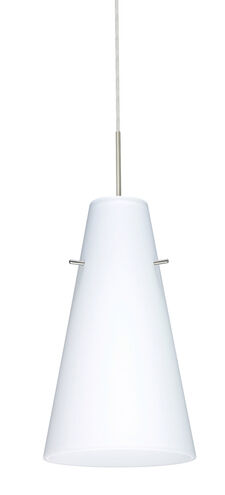 Cierro 1 Light Satin Nickel Pendant Ceiling Light in Opal Matte Glass, Incandescent