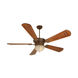 Dc Epic 70 inch Aged Bronze Textured with Scalloped Walnut Blades Ceiling Fan With Blades Included in Antique Scavo Glass, Custom Carved Scalloped Walnut