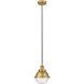 Edison Hampden 1 Light 7.25 inch Brushed Brass Mini Pendant Ceiling Light in Seedy Glass