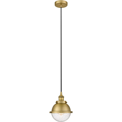 Edison Hampden LED 7.25 inch Brushed Brass Mini Pendant Ceiling Light in Seedy Glass
