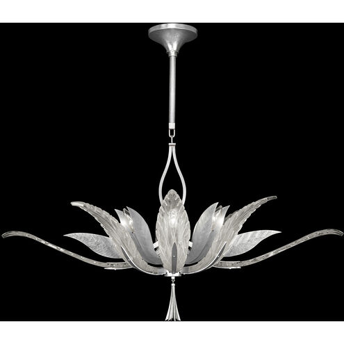 Plume 8 Light 40 inch Silver Pendant Ceiling Light in White Feathers Studio Glass