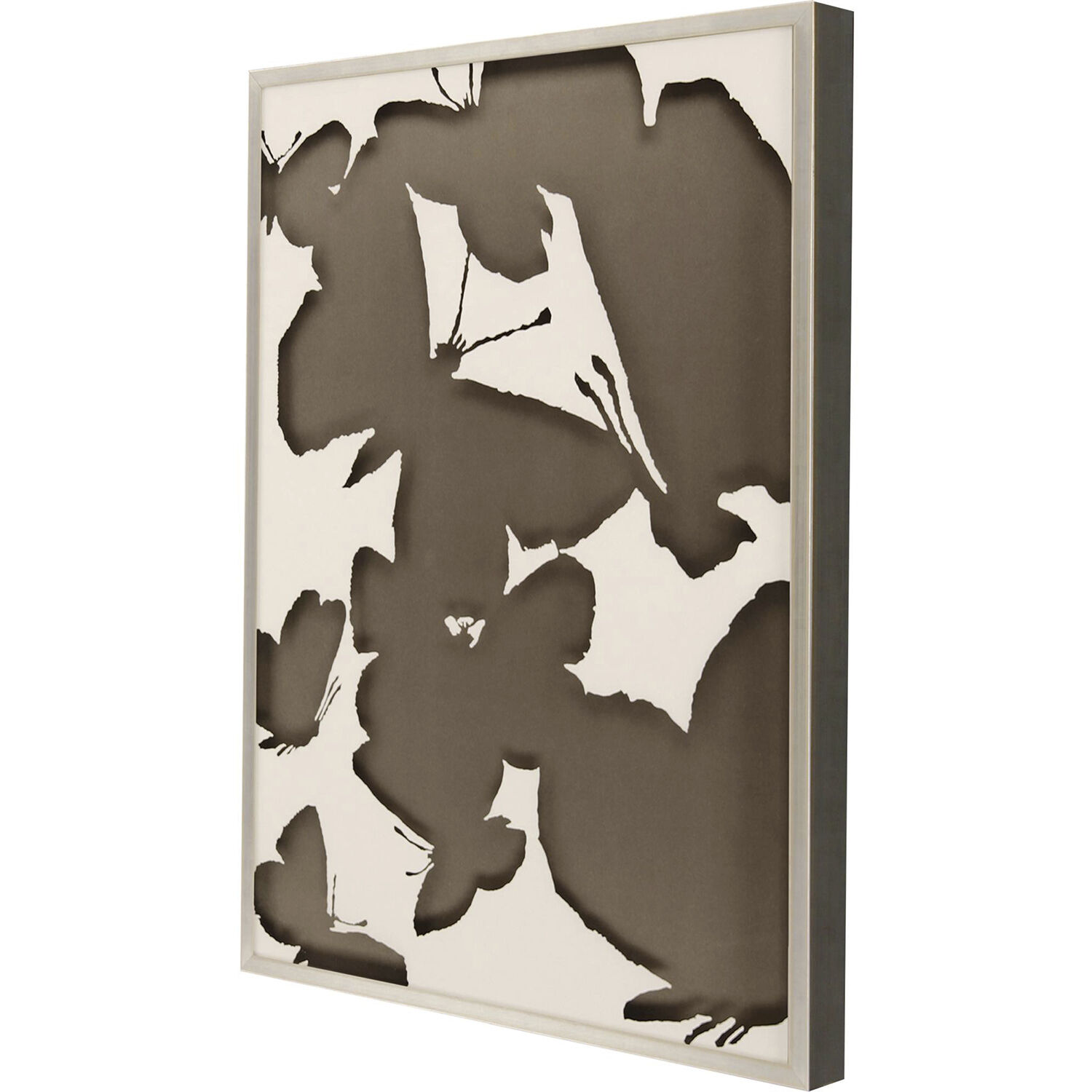 Monochrome Flutter Brown and Metallic Framed Art, The Studio
