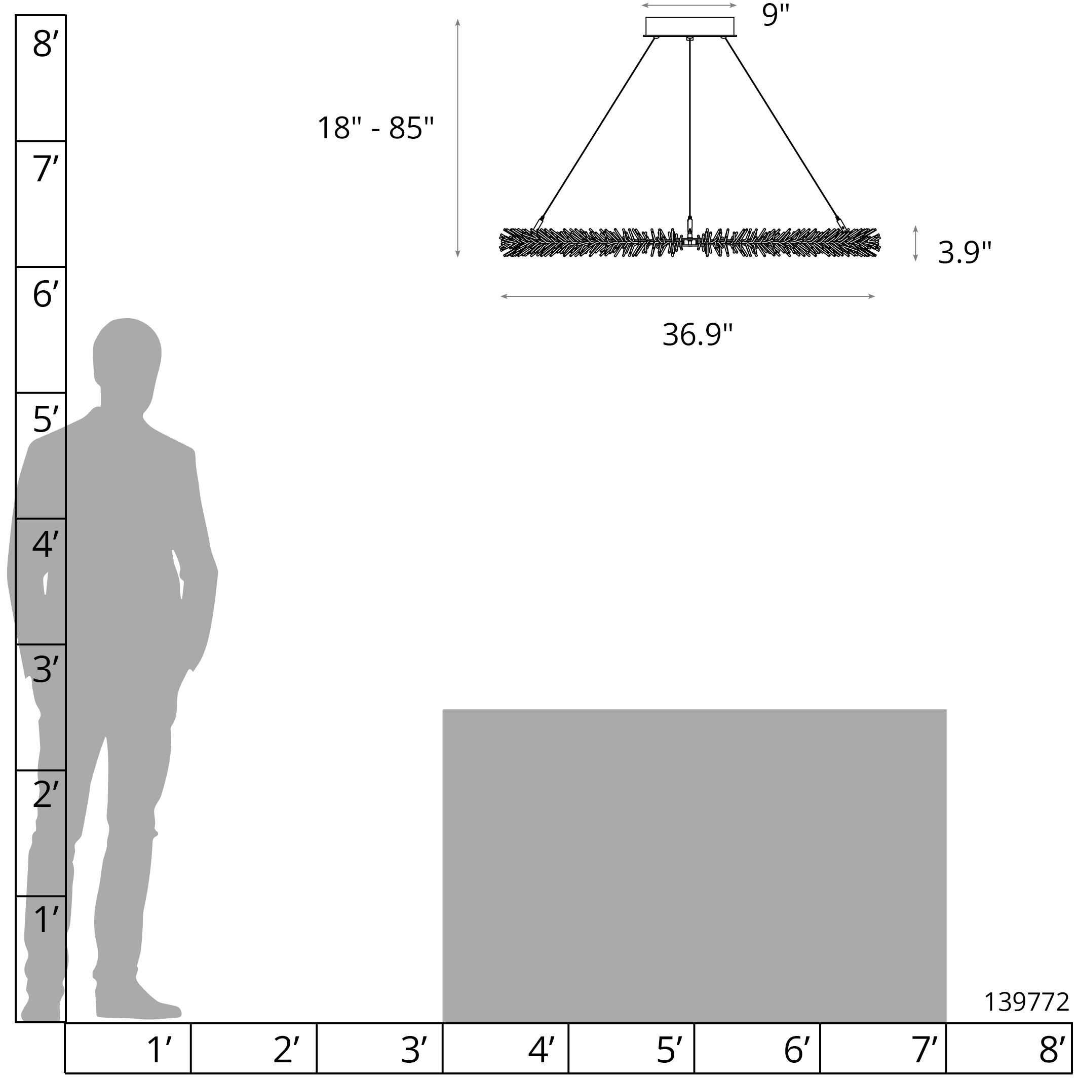 Anemone LED 36.9 inch Modern Brass Pendant Ceiling Light, Circular