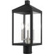 Nyack 3 Light 20 inch Black with Brushed Nickel Cluster Outdoor Post Top Lantern