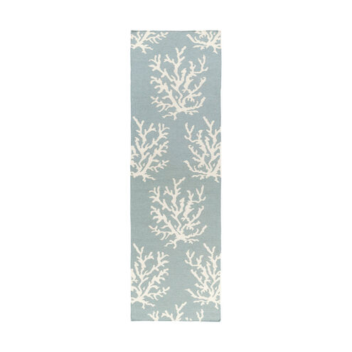 Atlantic 96 X 30 inch Aqua/Ivory Rugs, Wool