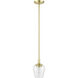 Willow 1 Light 6 inch Satin Brass Single Pendant Ceiling Light, Single