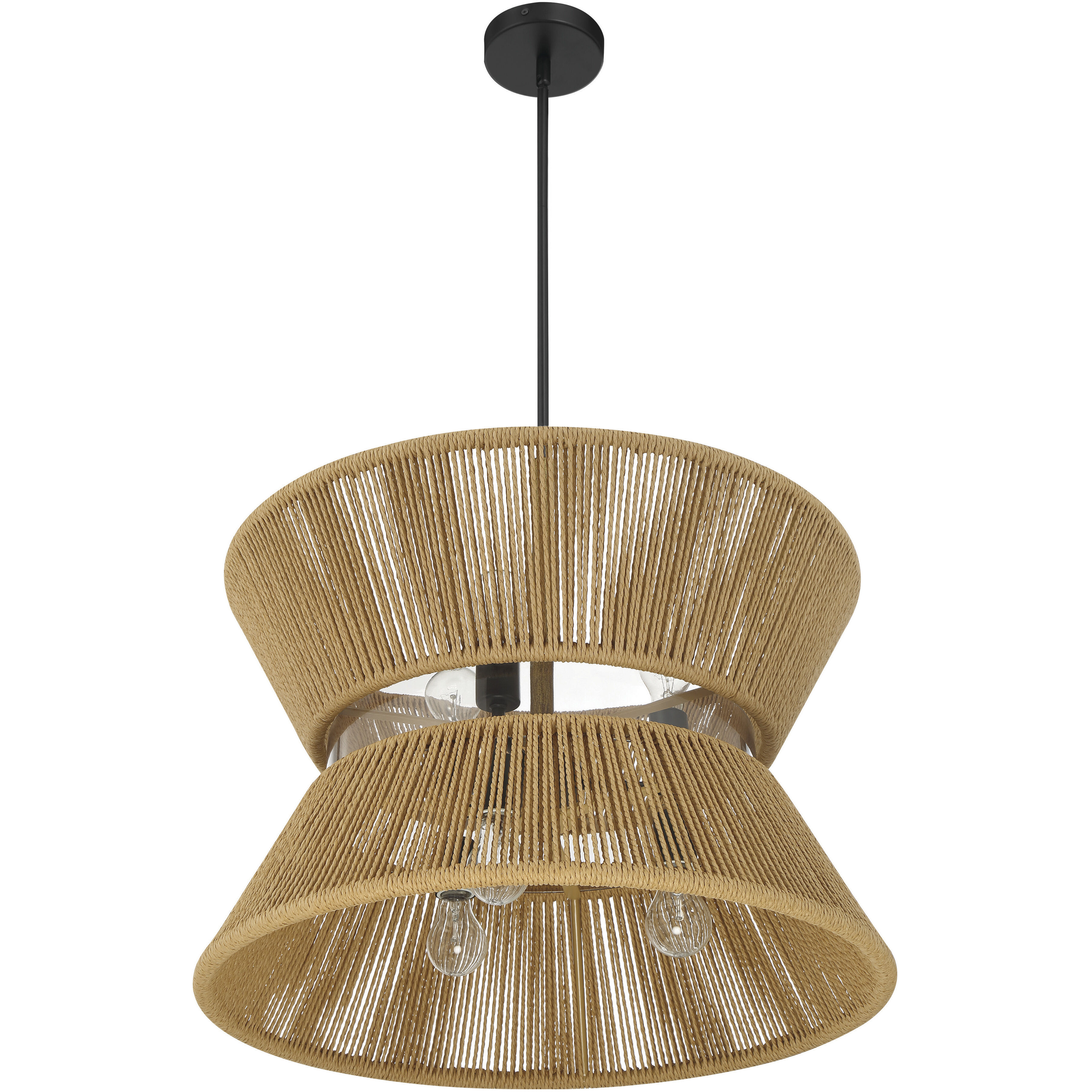 Serena 6 Light 24.13 inch Flat Black/Walnut Pendant Ceiling Light in Flat Black and Walnut