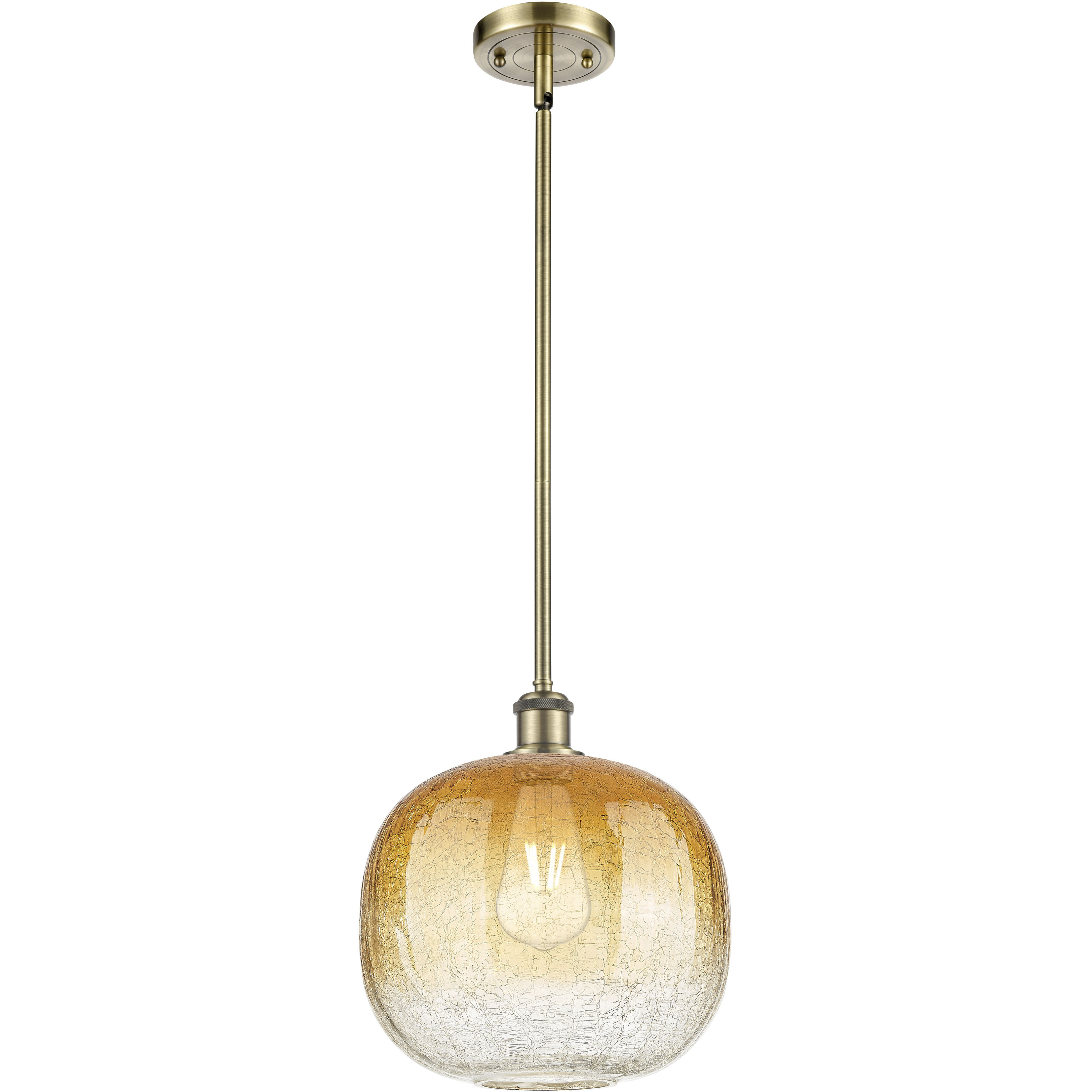 Ballston Brookhaven Sphere 1 Light 10.5 inch Antique Brass Mini Pendant Ceiling Light in Amber Glass