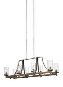 Lanesnoro 8 Light 16 inch Distressed Weathered Oak and Slated Grey Metal Chandelier Ceiling Light